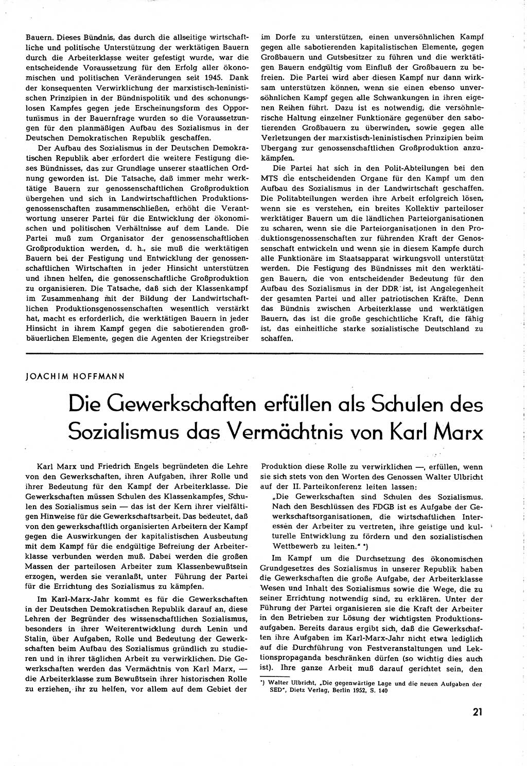 Neuer Weg (NW), Organ des Zentralkomitees (ZK) [Sozialistische Einheitspartei Deutschlands (SED)] für alle Parteiarbeiter, 8. Jahrgang [Deutsche Demokratische Republik (DDR)] 1953, Heft 5/21 (NW ZK SED DDR 1953, H. 5/21)