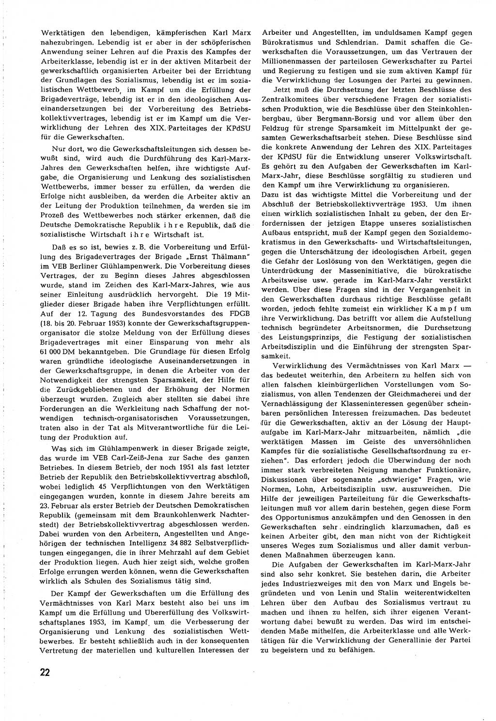 Neuer Weg (NW), Organ des Zentralkomitees (ZK) [Sozialistische Einheitspartei Deutschlands (SED)] für alle Parteiarbeiter, 8. Jahrgang [Deutsche Demokratische Republik (DDR)] 1953, Heft 5/22 (NW ZK SED DDR 1953, H. 5/22)