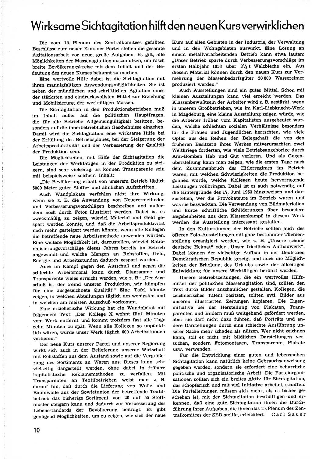 Neuer Weg (NW), Organ des Zentralkomitees (ZK) [Sozialistische Einheitspartei Deutschlands (SED)] für alle Parteiarbeiter, 8. Jahrgang [Deutsche Demokratische Republik (DDR)] 1953, Heft 17/10 (NW ZK SED DDR 1953, H. 17/10)