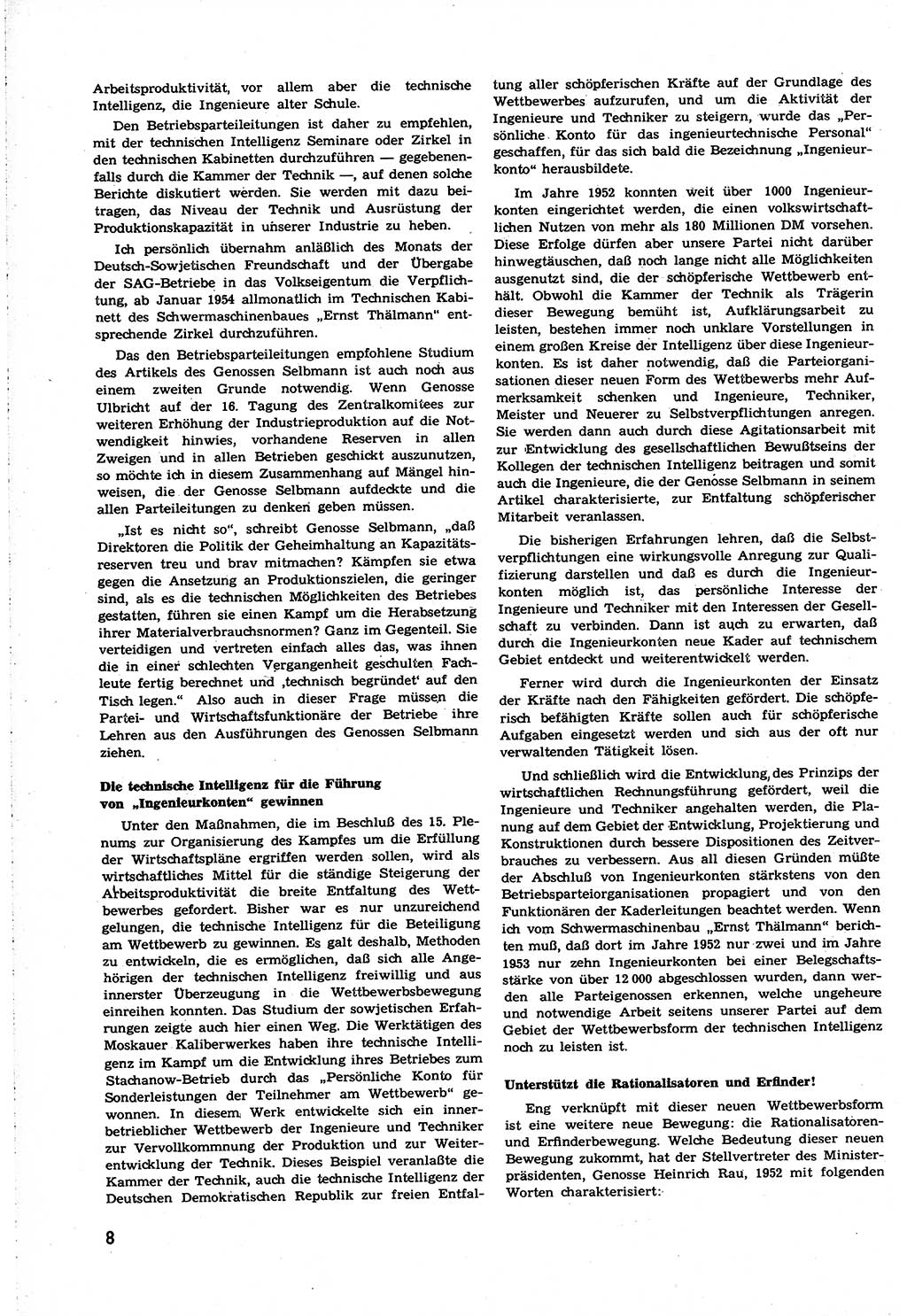 Neuer Weg (NW), Organ des Zentralkomitees (ZK) [Sozialistische Einheitspartei Deutschlands (SED)] für alle Parteiarbeiter, 8. Jahrgang [Deutsche Demokratische Republik (DDR)] 1953, Heft 21/8 (NW ZK SED DDR 1953, H. 21/8)