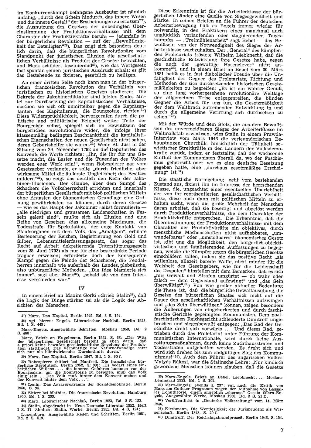 Neue Justiz (NJ), Zeitschrift für Recht und Rechtswissenschaft [Deutsche Demokratische Republik (DDR)], 7. Jahrgang 1953, Seite 7 (NJ DDR 1953, S. 7)