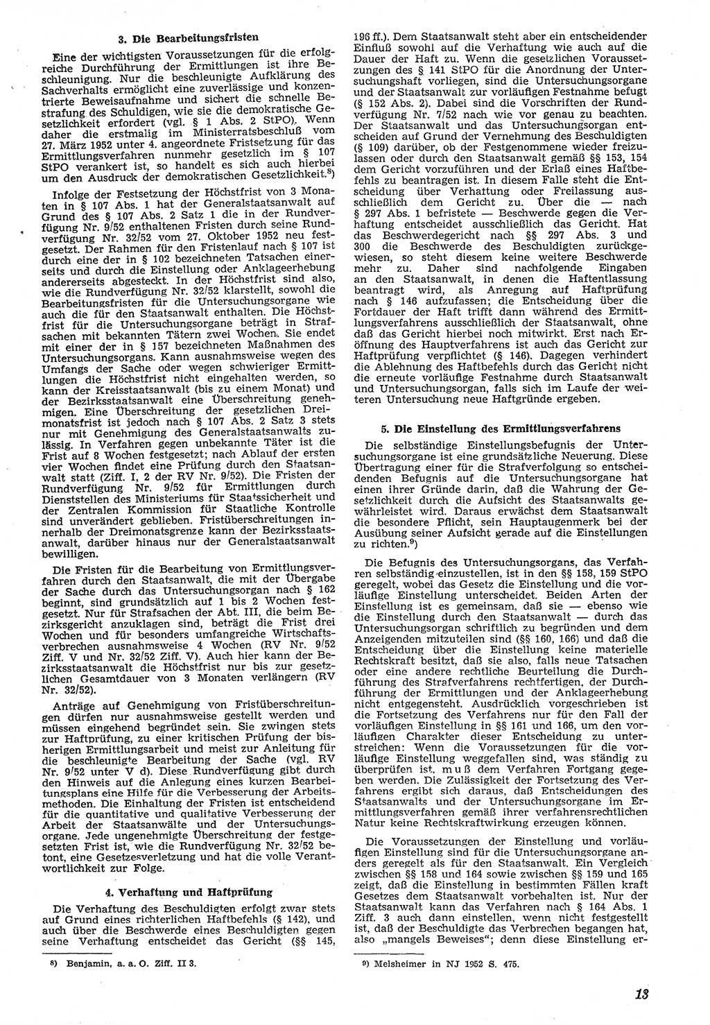 Neue Justiz (NJ), Zeitschrift für Recht und Rechtswissenschaft [Deutsche Demokratische Republik (DDR)], 7. Jahrgang 1953, Seite 13 (NJ DDR 1953, S. 13)