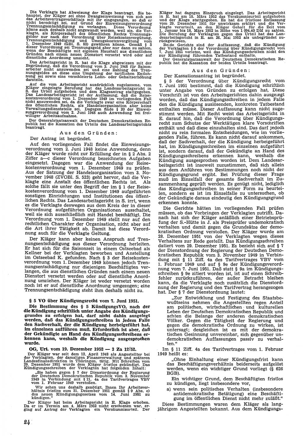 Neue Justiz (NJ), Zeitschrift für Recht und Rechtswissenschaft [Deutsche Demokratische Republik (DDR)], 7. Jahrgang 1953, Seite 24 (NJ DDR 1953, S. 24)