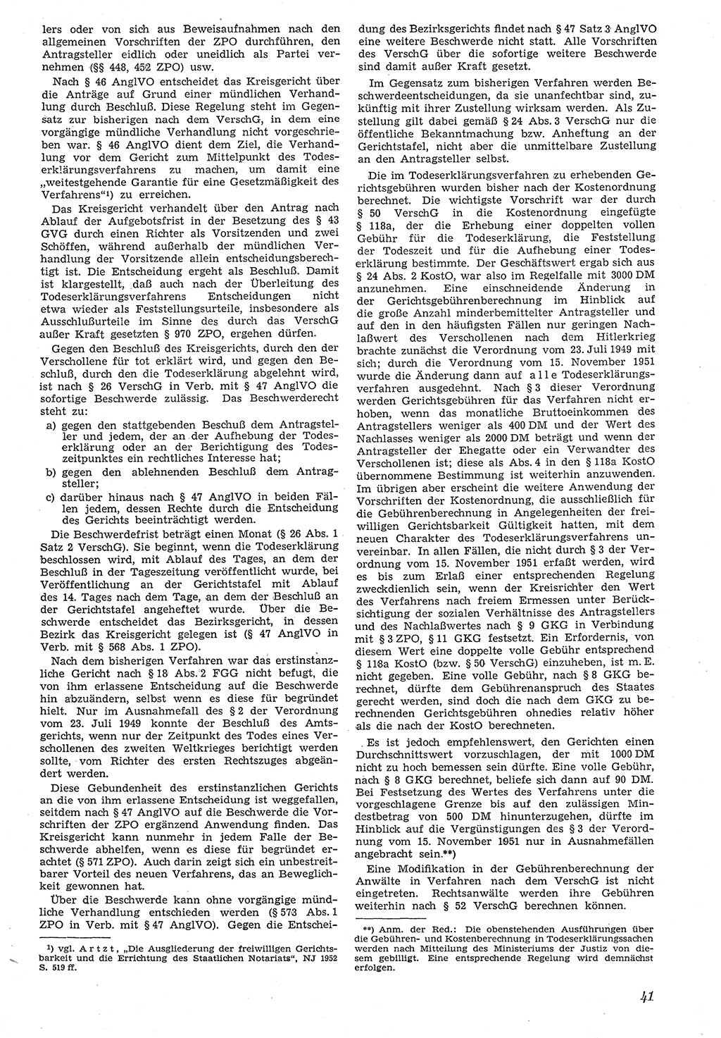 Neue Justiz (NJ), Zeitschrift für Recht und Rechtswissenschaft [Deutsche Demokratische Republik (DDR)], 7. Jahrgang 1953, Seite 41 (NJ DDR 1953, S. 41)