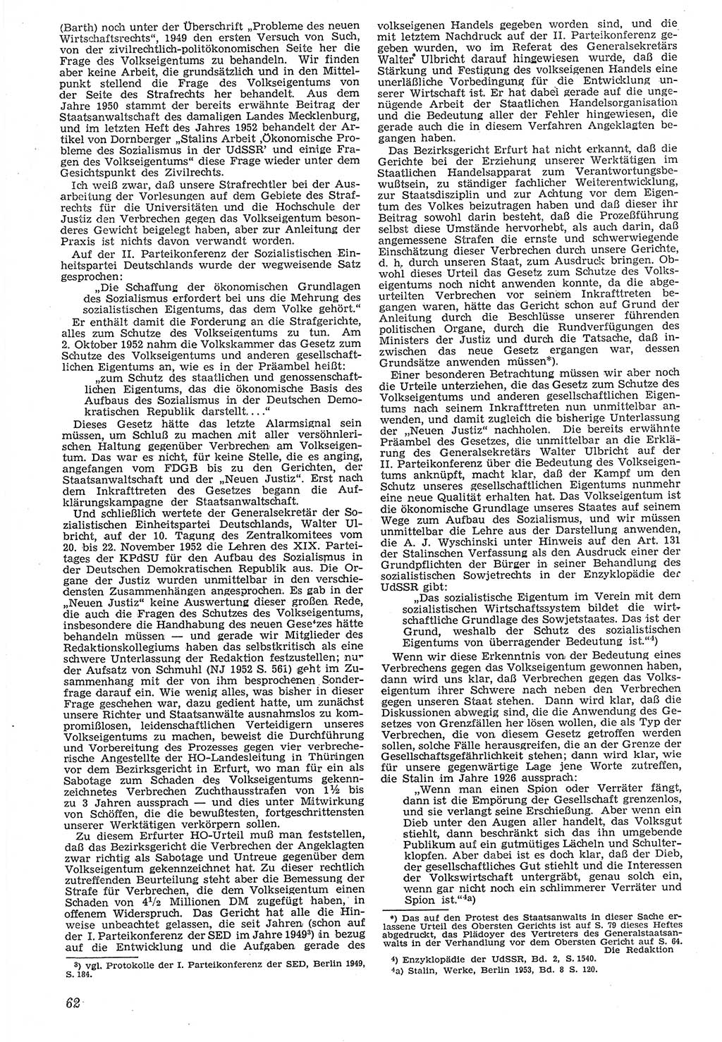 Neue Justiz (NJ), Zeitschrift für Recht und Rechtswissenschaft [Deutsche Demokratische Republik (DDR)], 7. Jahrgang 1953, Seite 62 (NJ DDR 1953, S. 62)