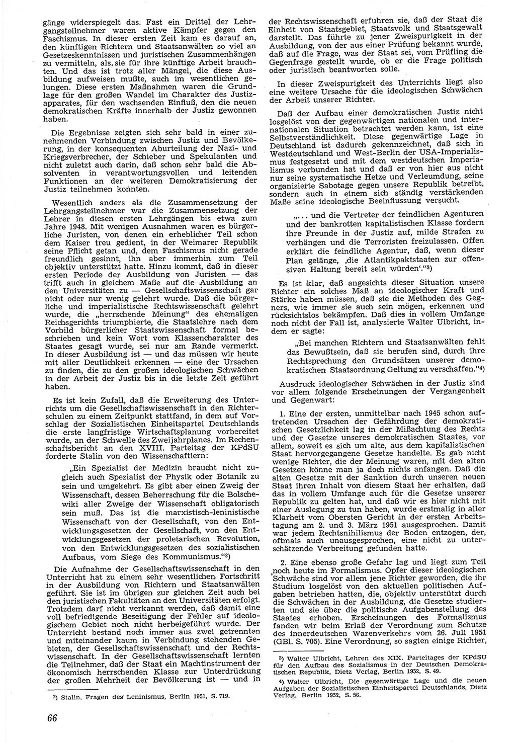 Neue Justiz (NJ), Zeitschrift für Recht und Rechtswissenschaft [Deutsche Demokratische Republik (DDR)], 7. Jahrgang 1953, Seite 66 (NJ DDR 1953, S. 66)