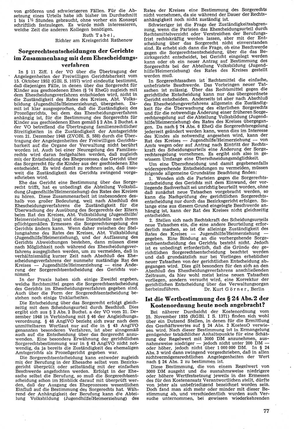 Neue Justiz (NJ), Zeitschrift für Recht und Rechtswissenschaft [Deutsche Demokratische Republik (DDR)], 7. Jahrgang 1953, Seite 77 (NJ DDR 1953, S. 77)