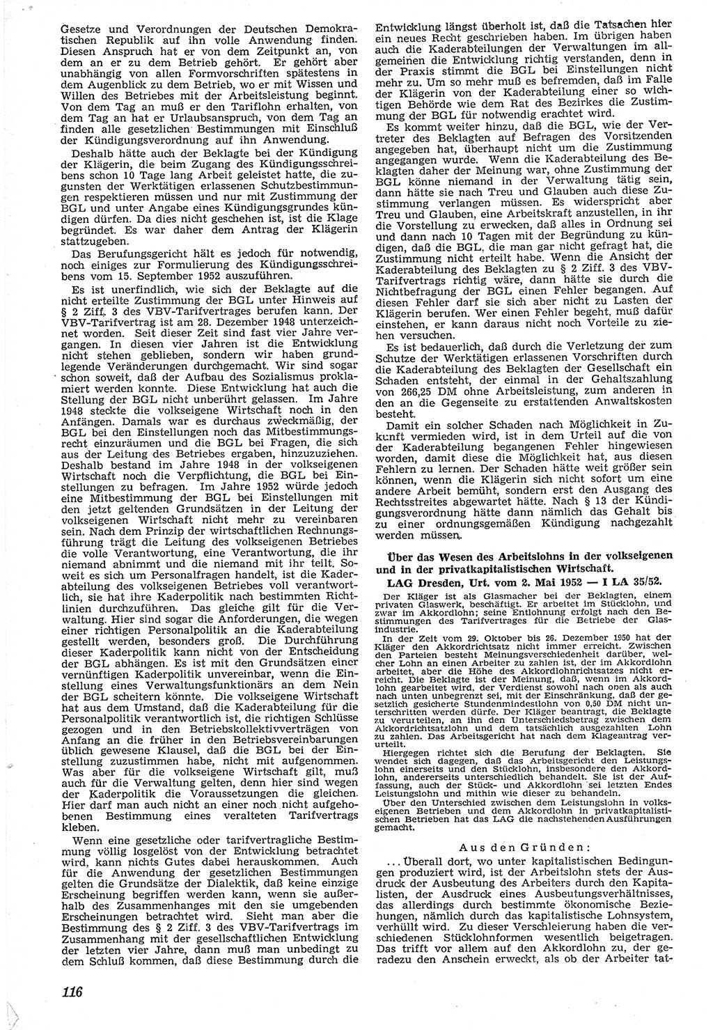 Neue Justiz (NJ), Zeitschrift für Recht und Rechtswissenschaft [Deutsche Demokratische Republik (DDR)], 7. Jahrgang 1953, Seite 116 (NJ DDR 1953, S. 116)
