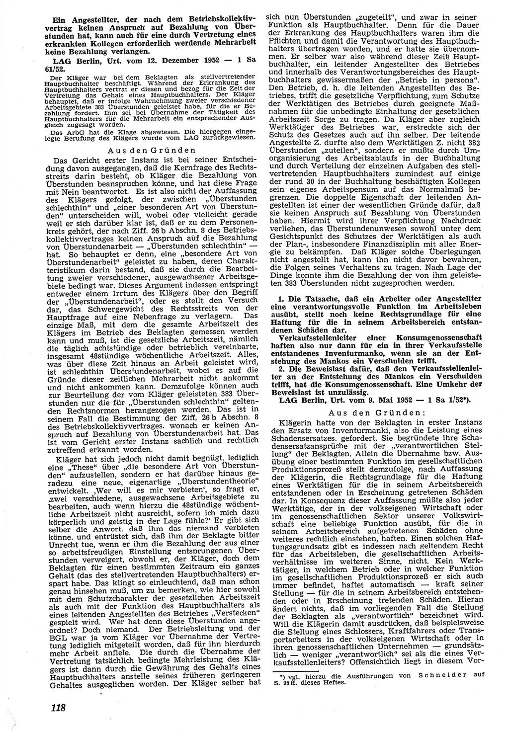 Neue Justiz (NJ), Zeitschrift für Recht und Rechtswissenschaft [Deutsche Demokratische Republik (DDR)], 7. Jahrgang 1953, Seite 118 (NJ DDR 1953, S. 118)