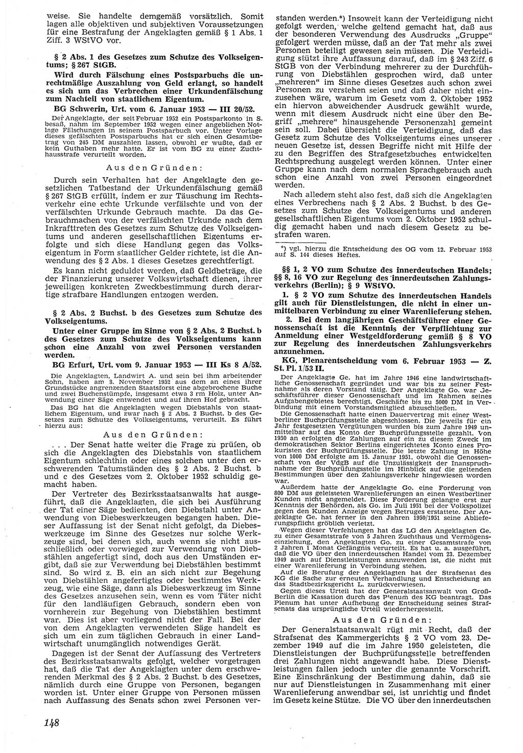 Neue Justiz (NJ), Zeitschrift für Recht und Rechtswissenschaft [Deutsche Demokratische Republik (DDR)], 7. Jahrgang 1953, Seite 148 (NJ DDR 1953, S. 148)