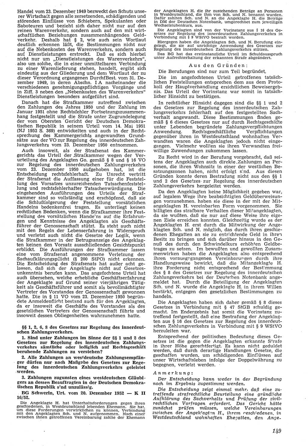 Neue Justiz (NJ), Zeitschrift für Recht und Rechtswissenschaft [Deutsche Demokratische Republik (DDR)], 7. Jahrgang 1953, Seite 149 (NJ DDR 1953, S. 149)