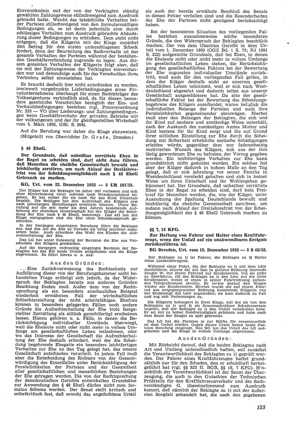 Neue Justiz (NJ), Zeitschrift für Recht und Rechtswissenschaft [Deutsche Demokratische Republik (DDR)], 7. Jahrgang 1953, Seite 153 (NJ DDR 1953, S. 153)