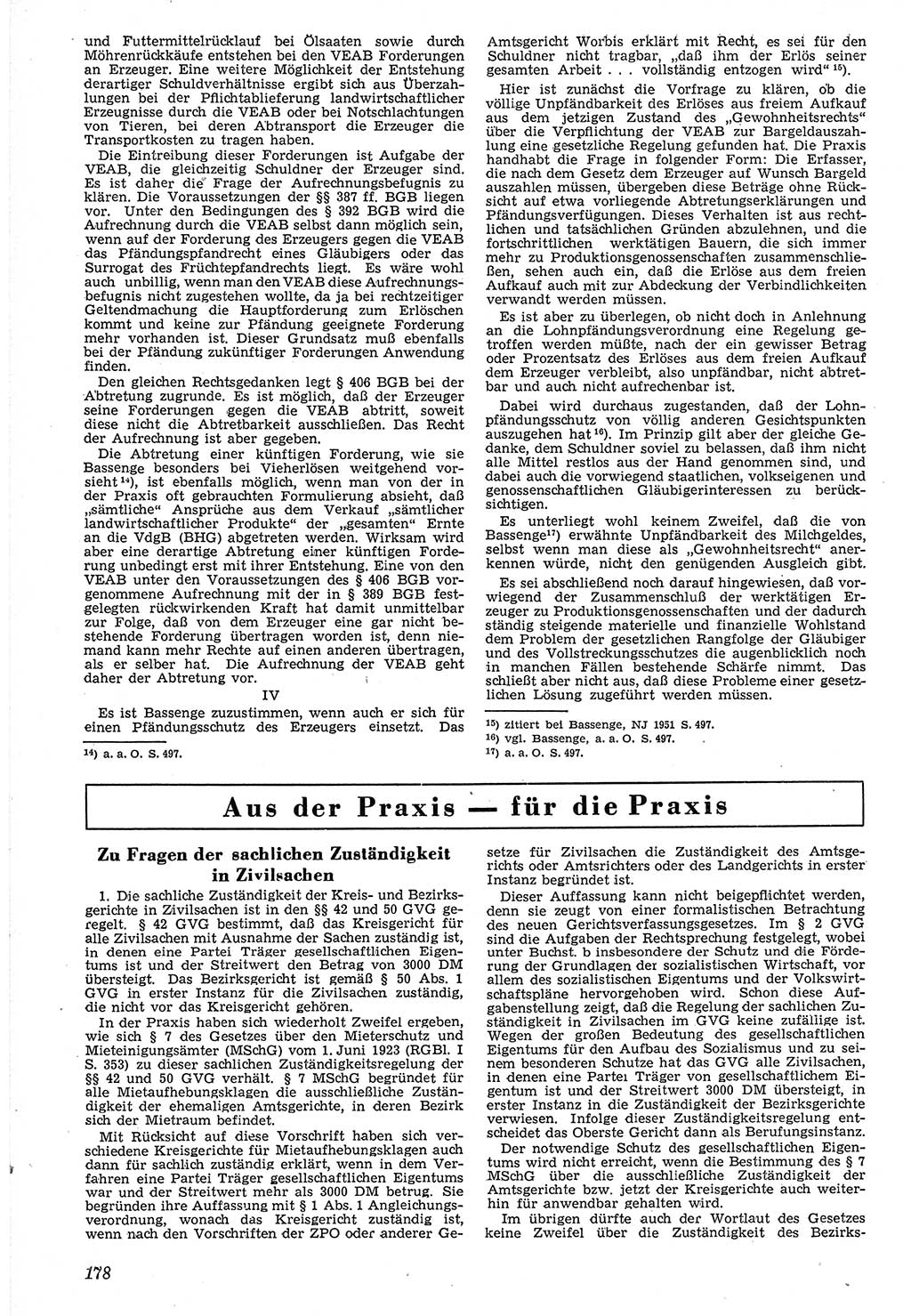 Neue Justiz (NJ), Zeitschrift für Recht und Rechtswissenschaft [Deutsche Demokratische Republik (DDR)], 7. Jahrgang 1953, Seite 178 (NJ DDR 1953, S. 178)