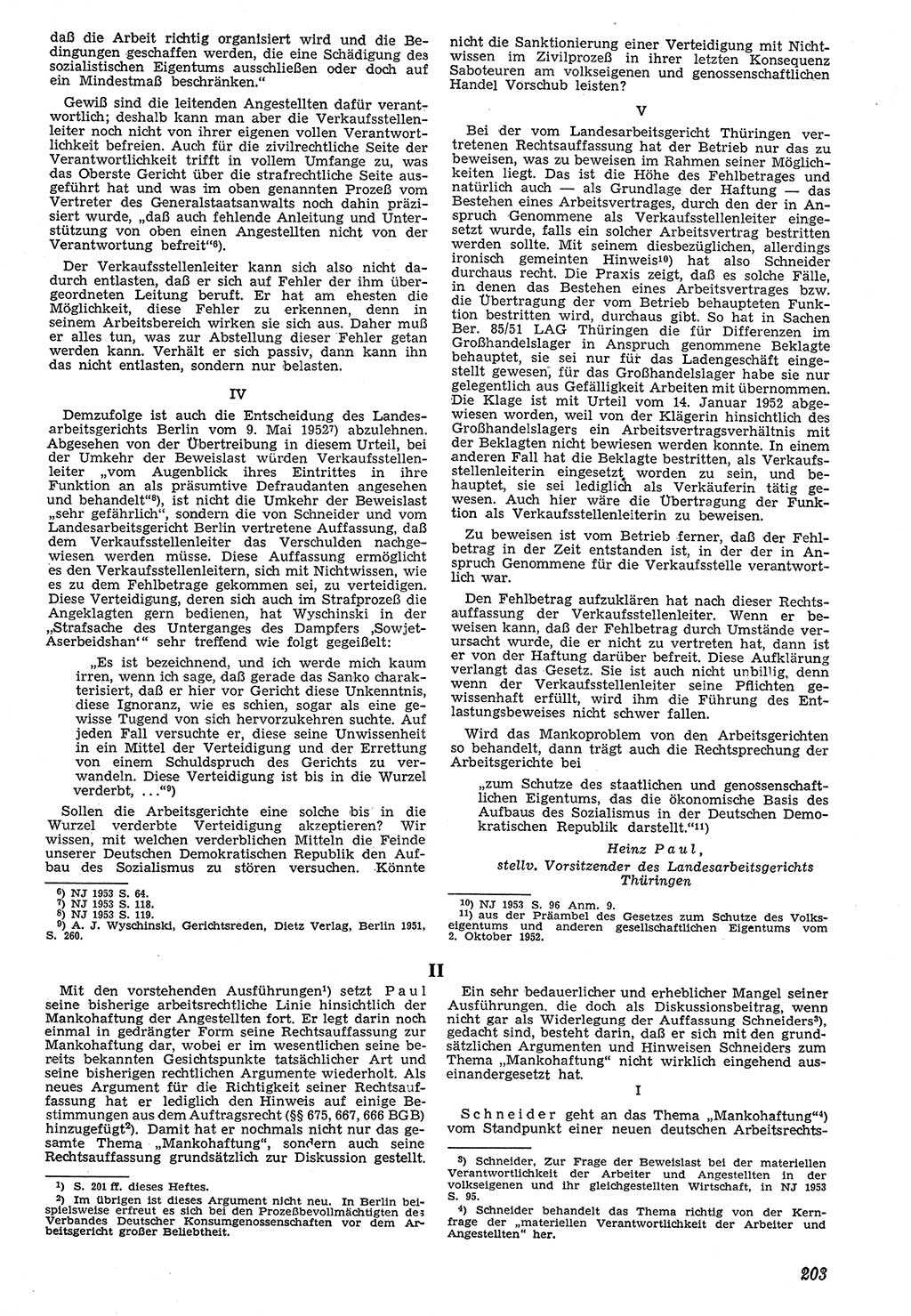 Neue Justiz (NJ), Zeitschrift für Recht und Rechtswissenschaft [Deutsche Demokratische Republik (DDR)], 7. Jahrgang 1953, Seite 203 (NJ DDR 1953, S. 203)