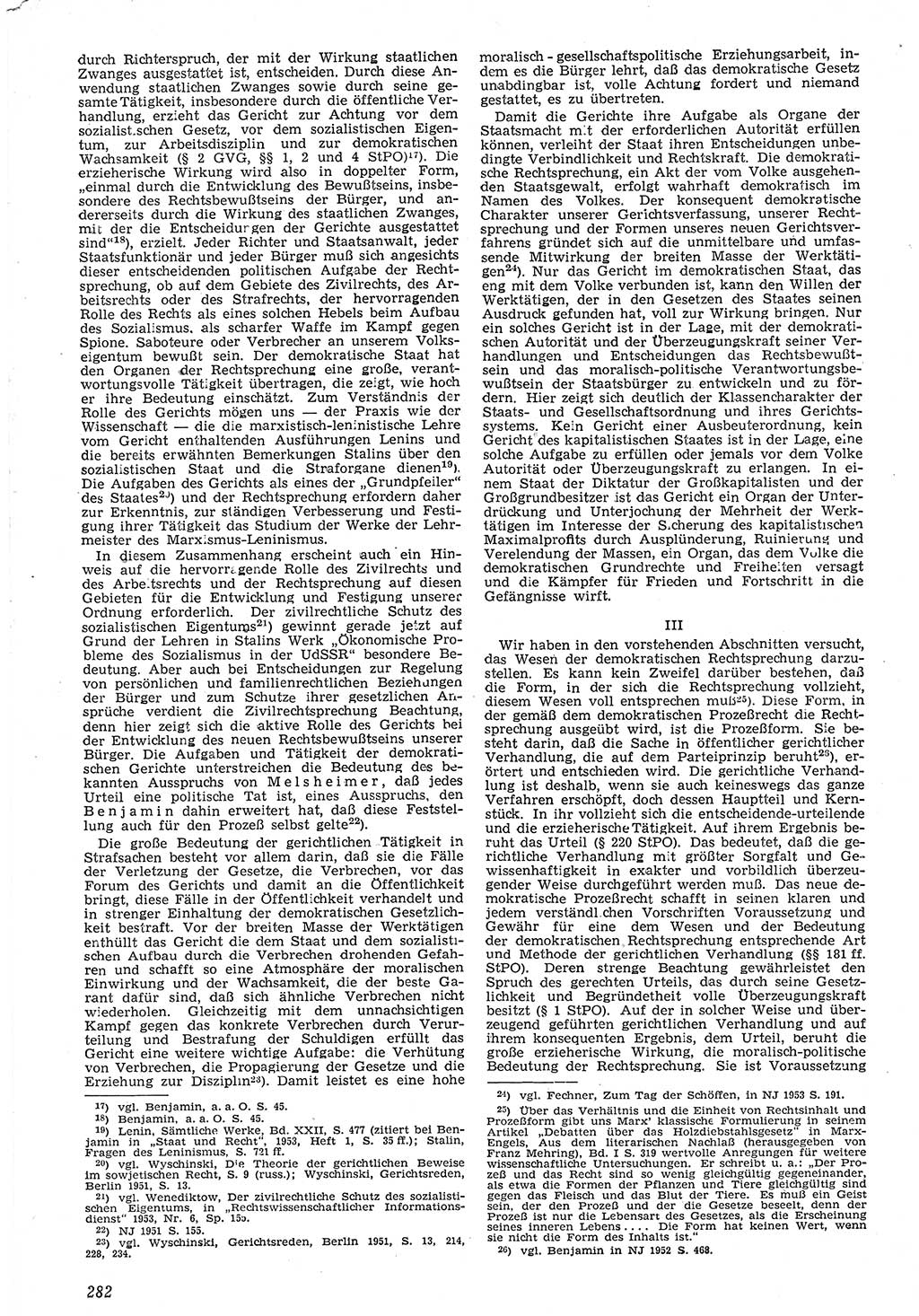 Neue Justiz (NJ), Zeitschrift für Recht und Rechtswissenschaft [Deutsche Demokratische Republik (DDR)], 7. Jahrgang 1953, Seite 282 (NJ DDR 1953, S. 282)