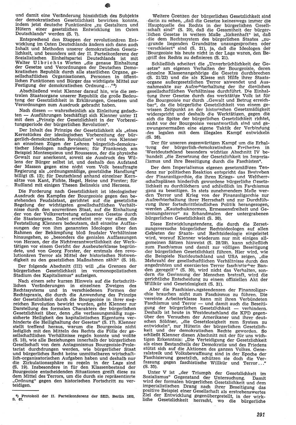 Neue Justiz (NJ), Zeitschrift für Recht und Rechtswissenschaft [Deutsche Demokratische Republik (DDR)], 7. Jahrgang 1953, Seite 291 (NJ DDR 1953, S. 291)