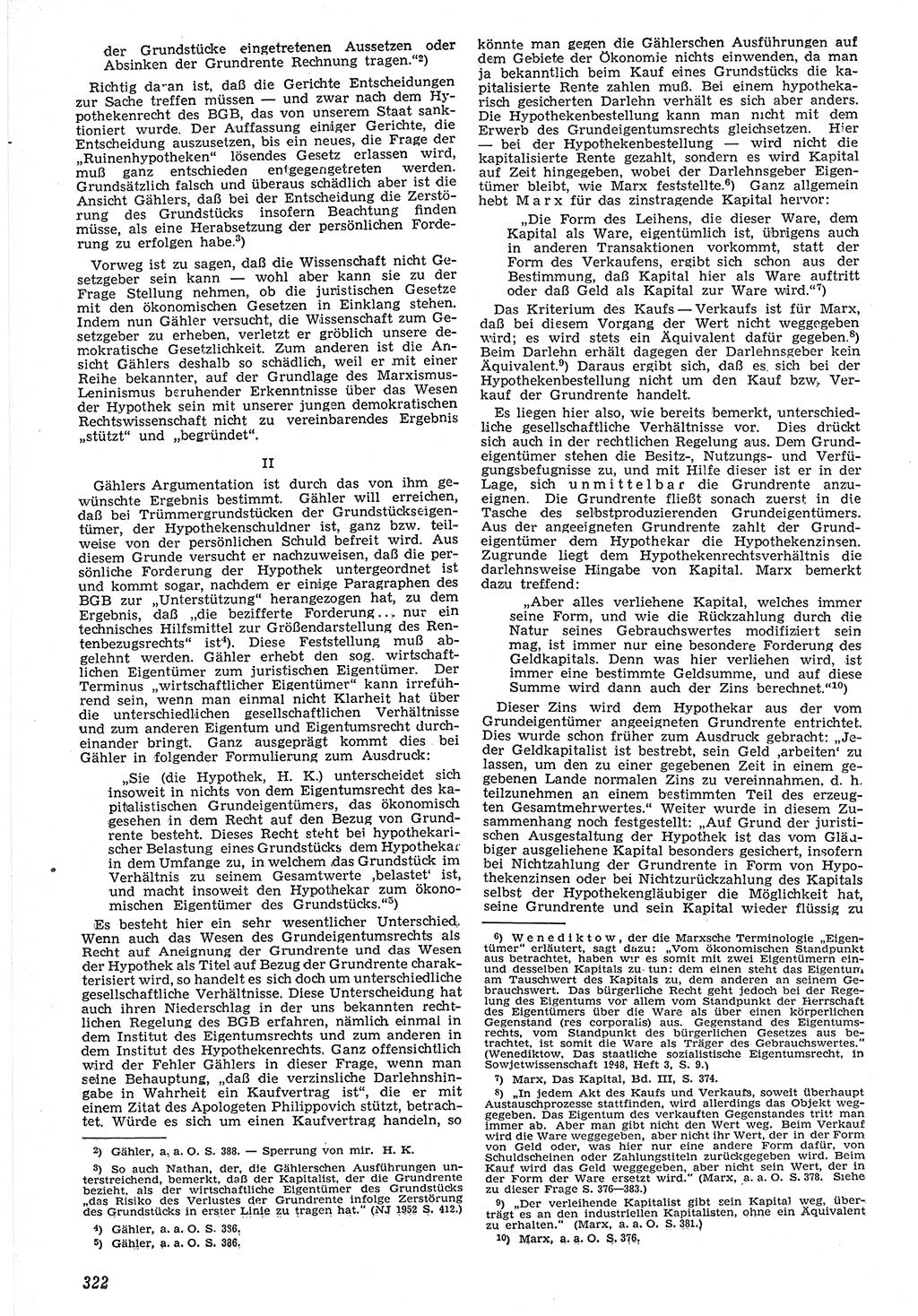 Neue Justiz (NJ), Zeitschrift für Recht und Rechtswissenschaft [Deutsche Demokratische Republik (DDR)], 7. Jahrgang 1953, Seite 322 (NJ DDR 1953, S. 322)