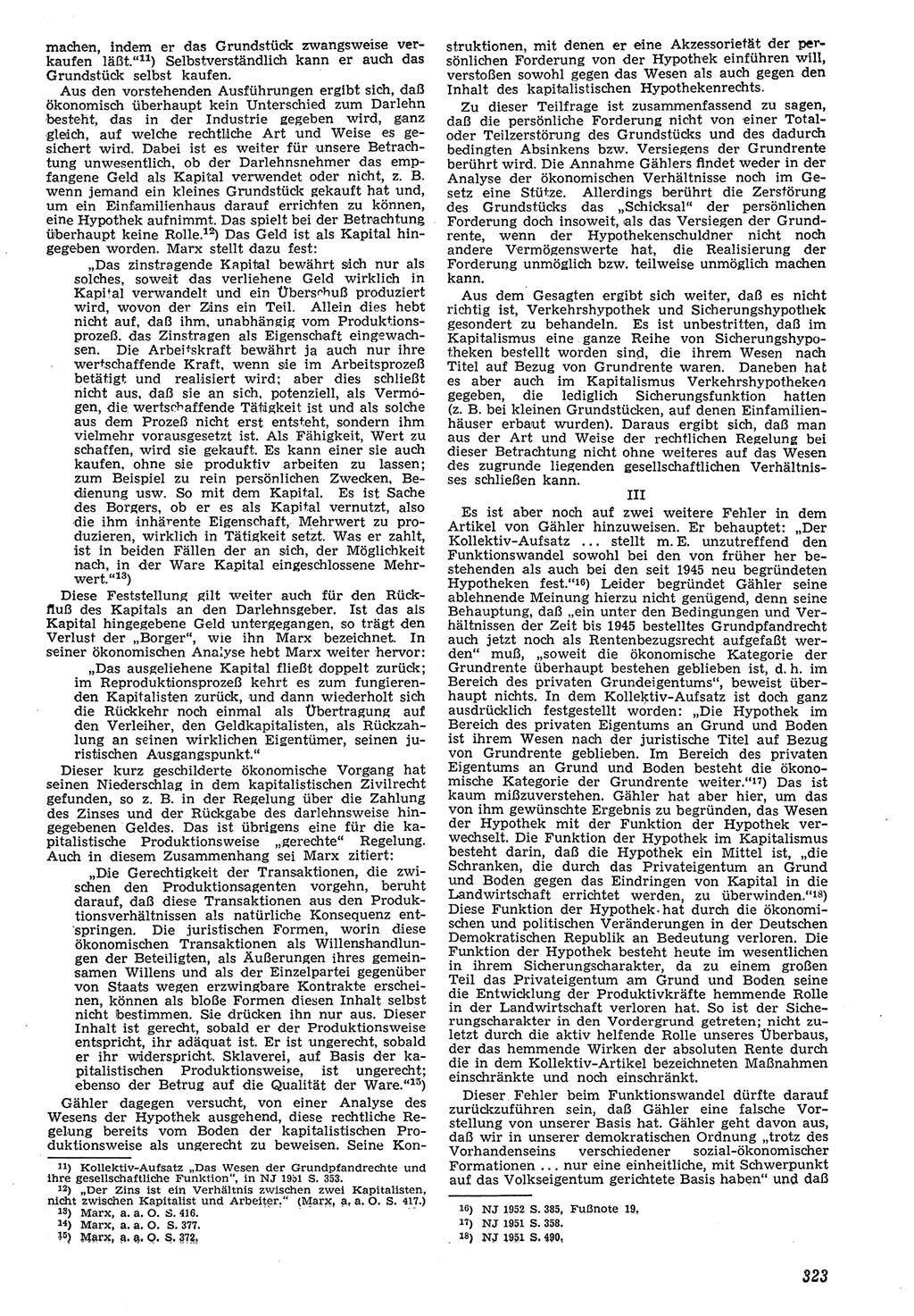 Neue Justiz (NJ), Zeitschrift für Recht und Rechtswissenschaft [Deutsche Demokratische Republik (DDR)], 7. Jahrgang 1953, Seite 323 (NJ DDR 1953, S. 323)