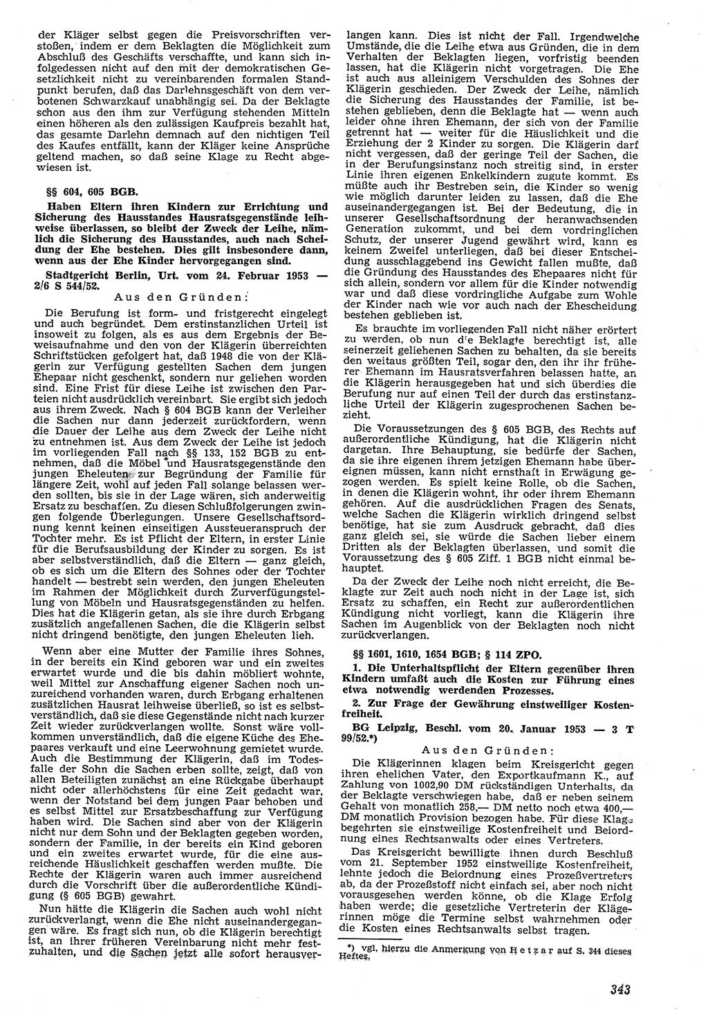 Neue Justiz (NJ), Zeitschrift für Recht und Rechtswissenschaft [Deutsche Demokratische Republik (DDR)], 7. Jahrgang 1953, Seite 343 (NJ DDR 1953, S. 343)