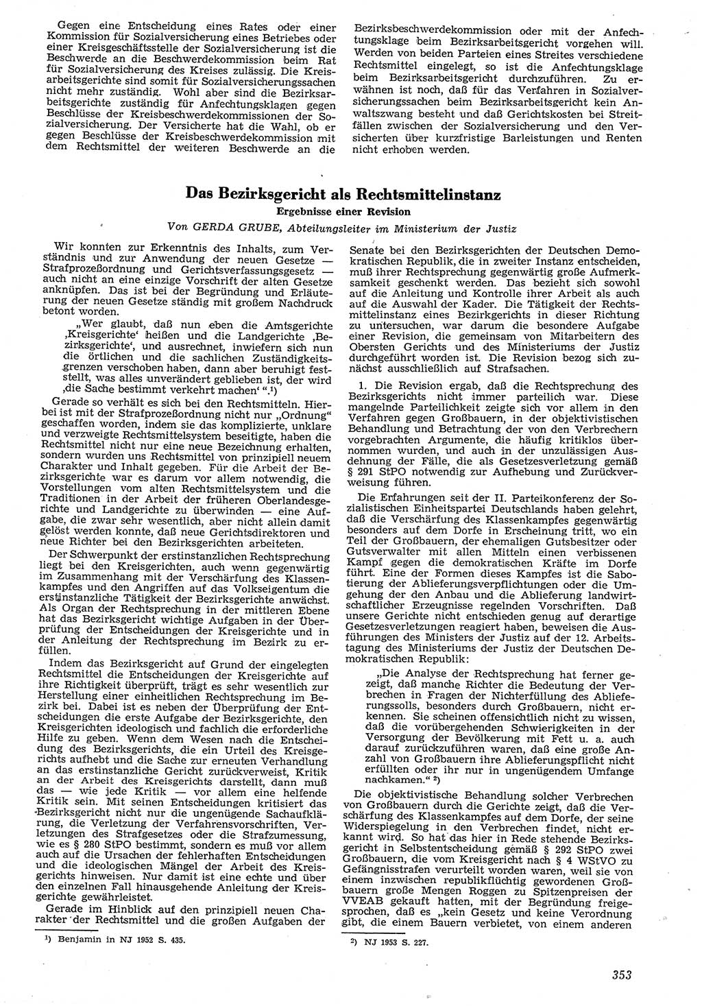 Neue Justiz (NJ), Zeitschrift für Recht und Rechtswissenschaft [Deutsche Demokratische Republik (DDR)], 7. Jahrgang 1953, Seite 353 (NJ DDR 1953, S. 353)