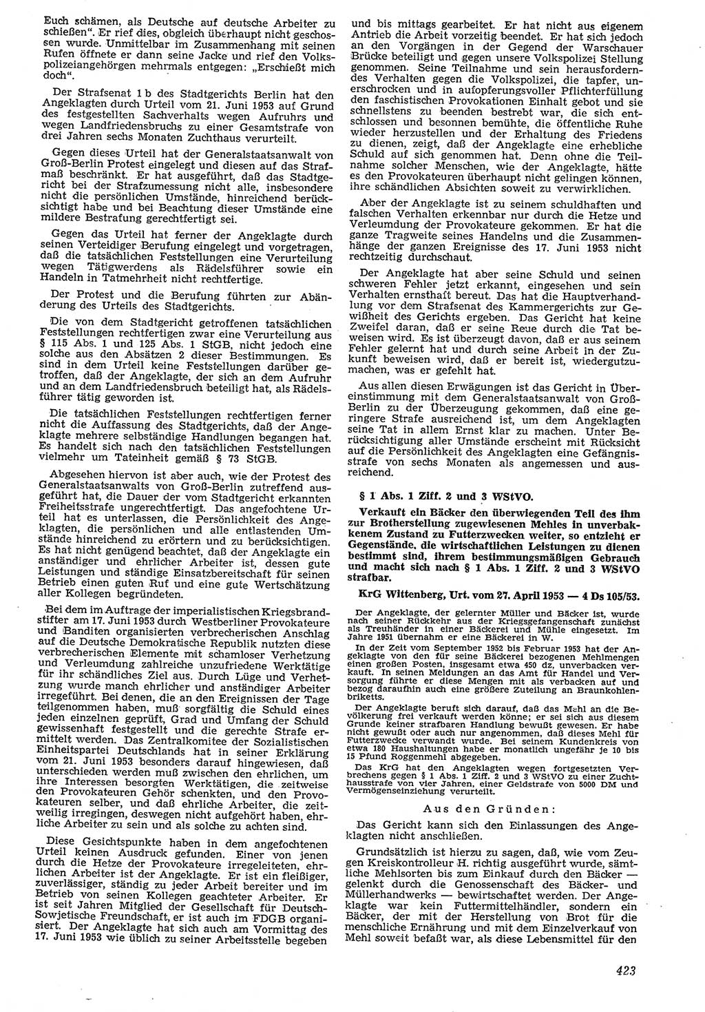 Neue Justiz (NJ), Zeitschrift für Recht und Rechtswissenschaft [Deutsche Demokratische Republik (DDR)], 7. Jahrgang 1953, Seite 423 (NJ DDR 1953, S. 423)
