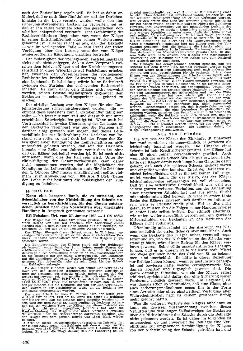 Neue Justiz (NJ), Zeitschrift für Recht und Rechtswissenschaft [Deutsche Demokratische Republik (DDR)], 7. Jahrgang 1953, Seite 430 (NJ DDR 1953, S. 430)