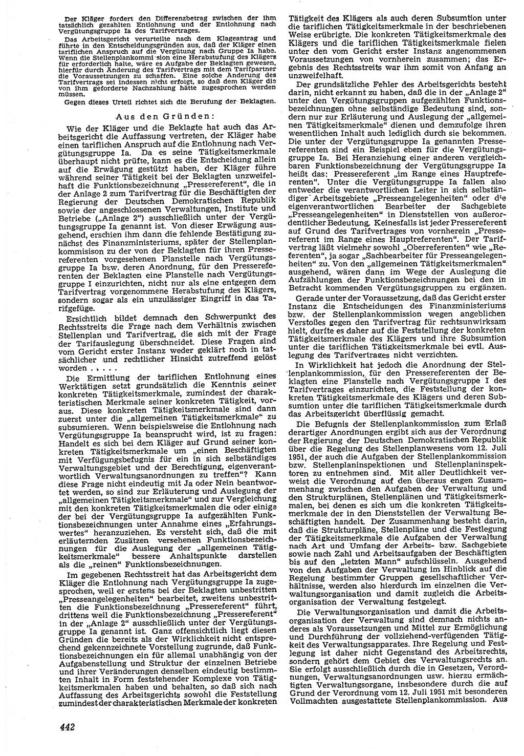 Neue Justiz (NJ), Zeitschrift für Recht und Rechtswissenschaft [Deutsche Demokratische Republik (DDR)], 7. Jahrgang 1953, Seite 442 (NJ DDR 1953, S. 442)