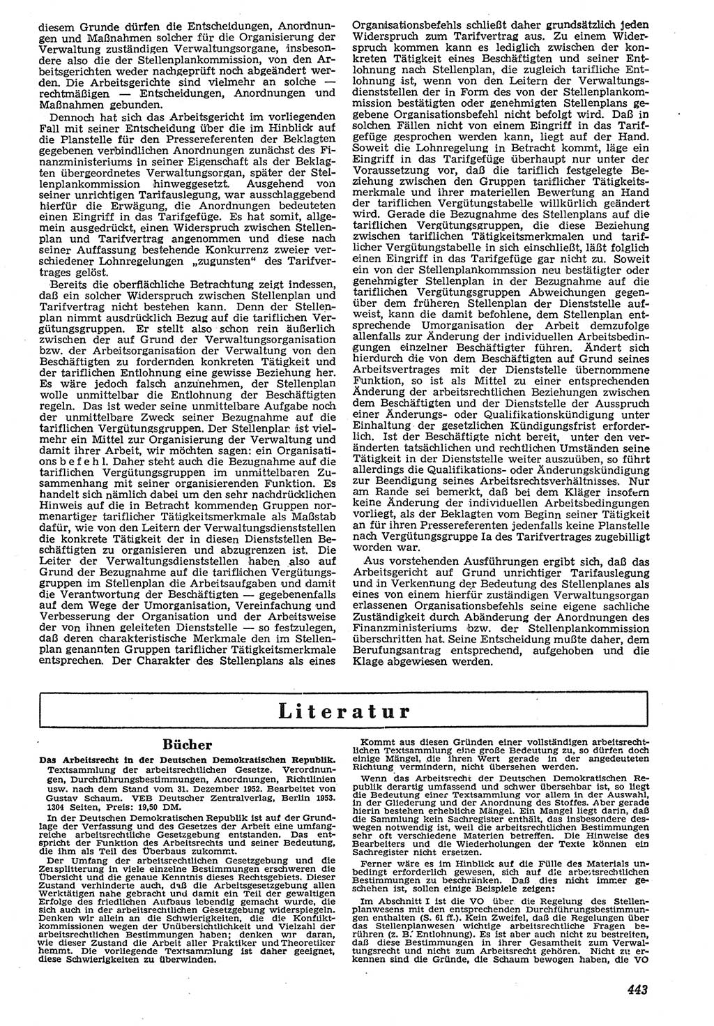 Neue Justiz (NJ), Zeitschrift für Recht und Rechtswissenschaft [Deutsche Demokratische Republik (DDR)], 7. Jahrgang 1953, Seite 443 (NJ DDR 1953, S. 443)