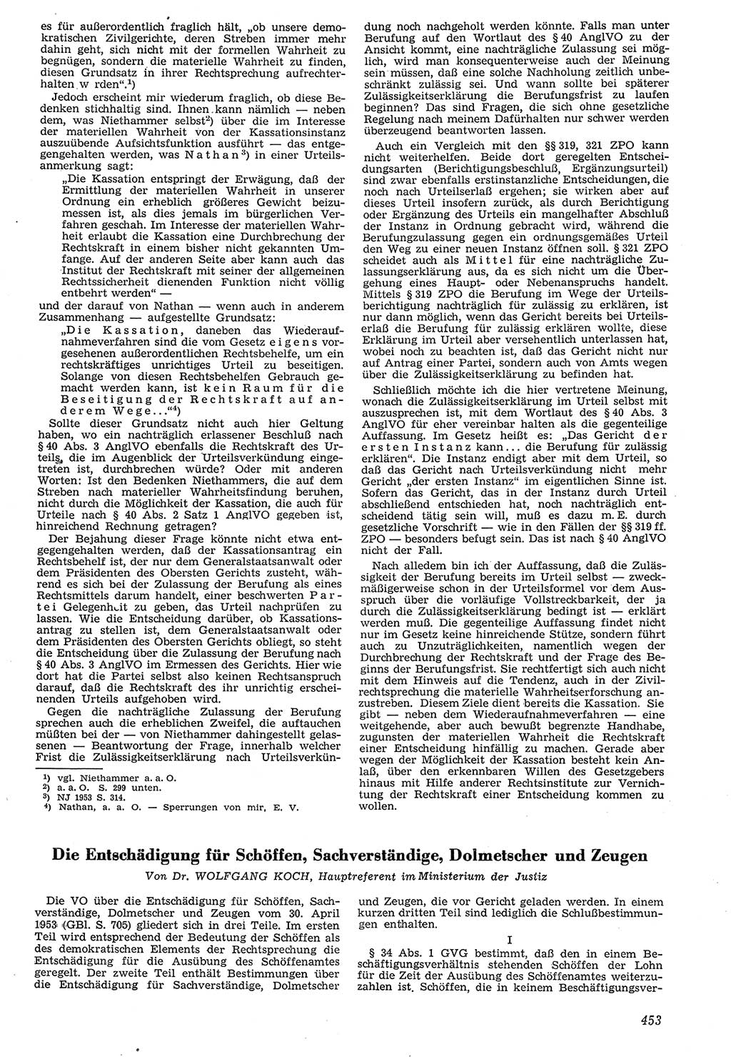 Neue Justiz (NJ), Zeitschrift für Recht und Rechtswissenschaft [Deutsche Demokratische Republik (DDR)], 7. Jahrgang 1953, Seite 453 (NJ DDR 1953, S. 453)