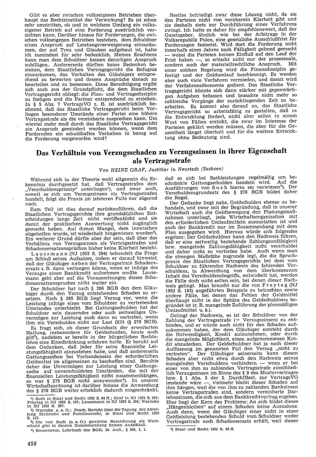 Neue Justiz (NJ), Zeitschrift für Recht und Rechtswissenschaft [Deutsche Demokratische Republik (DDR)], 7. Jahrgang 1953, Seite 458 (NJ DDR 1953, S. 458)