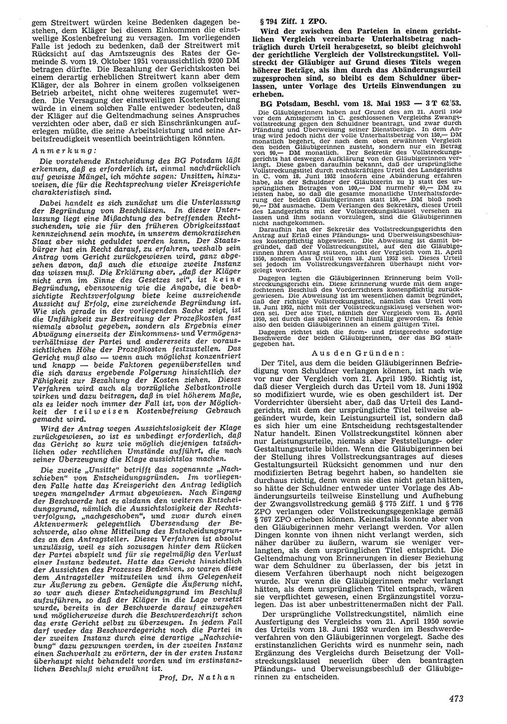 Neue Justiz (NJ), Zeitschrift für Recht und Rechtswissenschaft [Deutsche Demokratische Republik (DDR)], 7. Jahrgang 1953, Seite 473 (NJ DDR 1953, S. 473)
