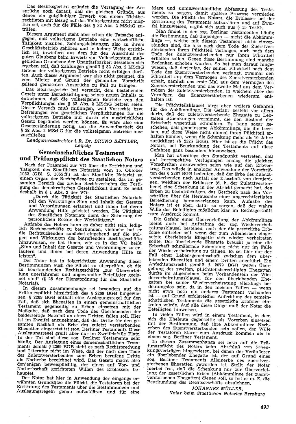 Neue Justiz (NJ), Zeitschrift für Recht und Rechtswissenschaft [Deutsche Demokratische Republik (DDR)], 7. Jahrgang 1953, Seite 493 (NJ DDR 1953, S. 493)