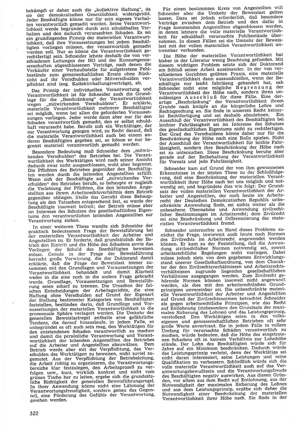 Neue Justiz (NJ), Zeitschrift für Recht und Rechtswissenschaft [Deutsche Demokratische Republik (DDR)], 7. Jahrgang 1953, Seite 522 (NJ DDR 1953, S. 522)