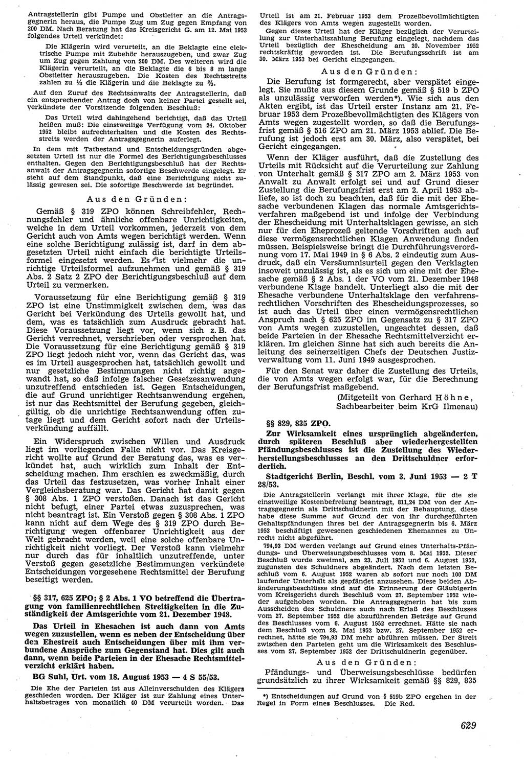 Neue Justiz (NJ), Zeitschrift für Recht und Rechtswissenschaft [Deutsche Demokratische Republik (DDR)], 7. Jahrgang 1953, Seite 629 (NJ DDR 1953, S. 629)