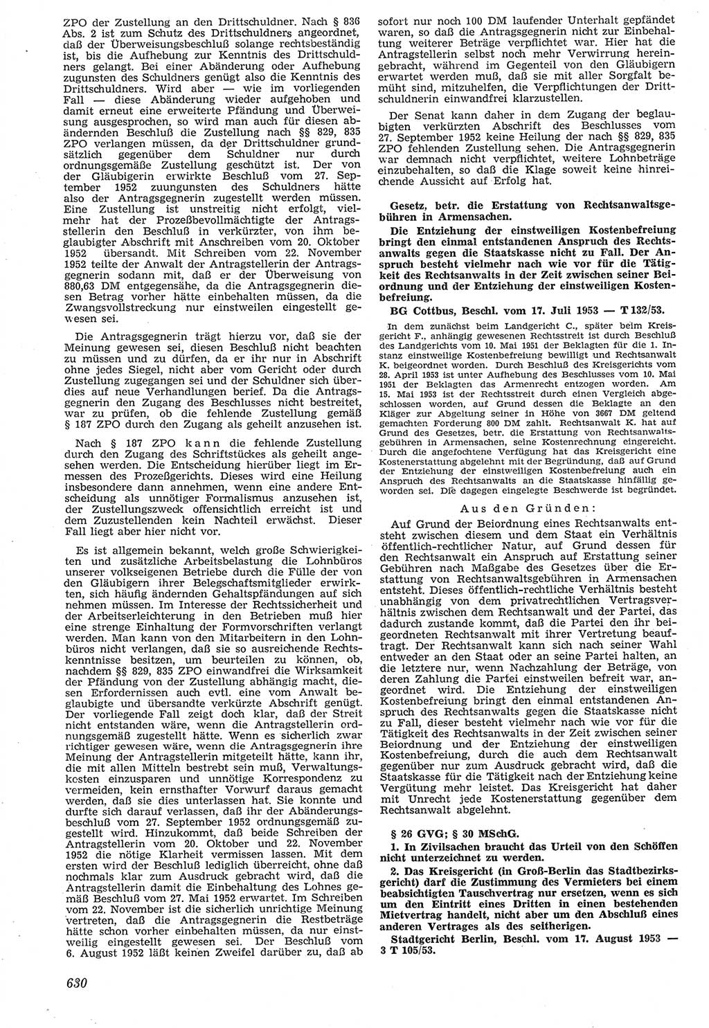 Neue Justiz (NJ), Zeitschrift für Recht und Rechtswissenschaft [Deutsche Demokratische Republik (DDR)], 7. Jahrgang 1953, Seite 630 (NJ DDR 1953, S. 630)