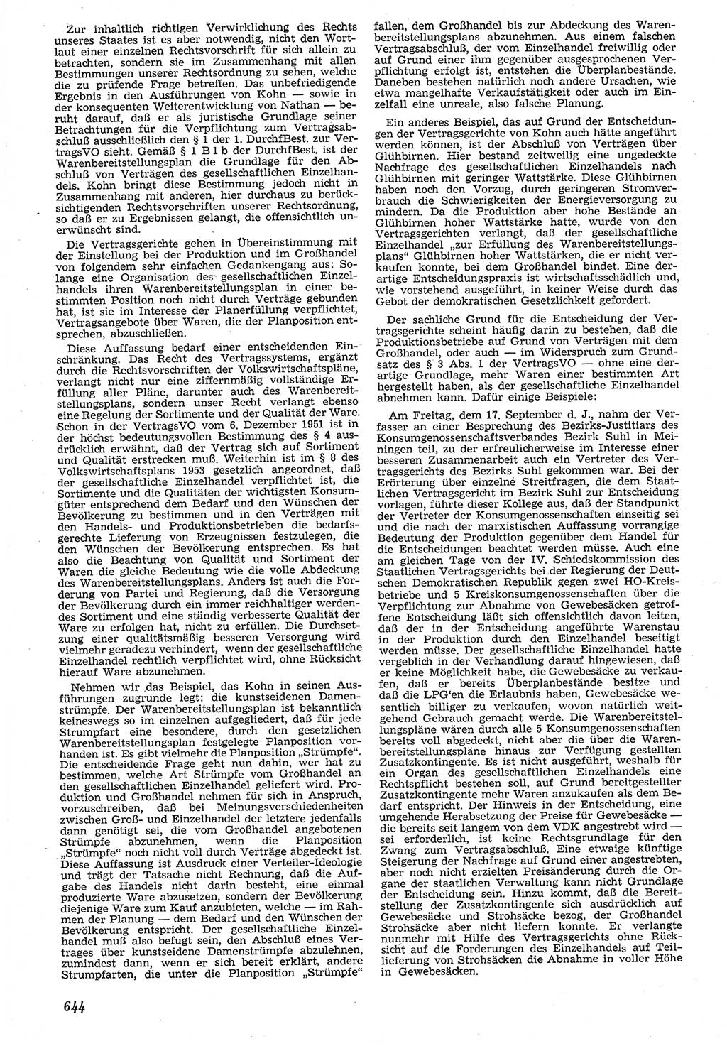 Neue Justiz (NJ), Zeitschrift für Recht und Rechtswissenschaft [Deutsche Demokratische Republik (DDR)], 7. Jahrgang 1953, Seite 644 (NJ DDR 1953, S. 644)