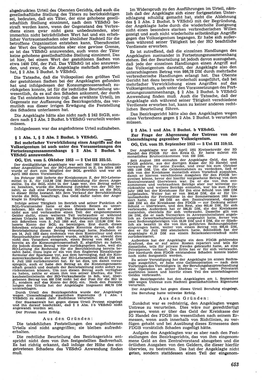 Neue Justiz (NJ), Zeitschrift für Recht und Rechtswissenschaft [Deutsche Demokratische Republik (DDR)], 7. Jahrgang 1953, Seite 653 (NJ DDR 1953, S. 653)