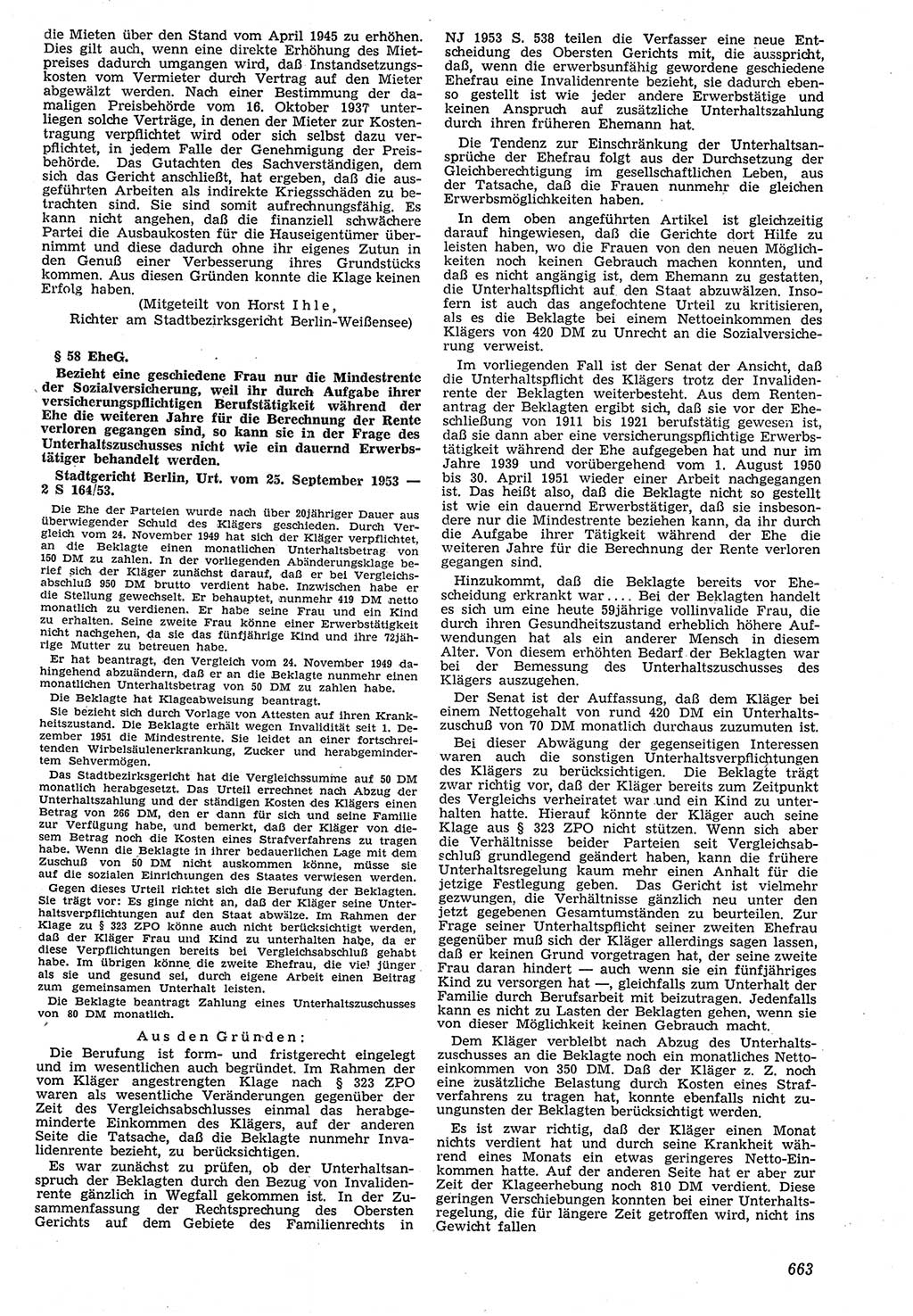 Neue Justiz (NJ), Zeitschrift für Recht und Rechtswissenschaft [Deutsche Demokratische Republik (DDR)], 7. Jahrgang 1953, Seite 663 (NJ DDR 1953, S. 663)