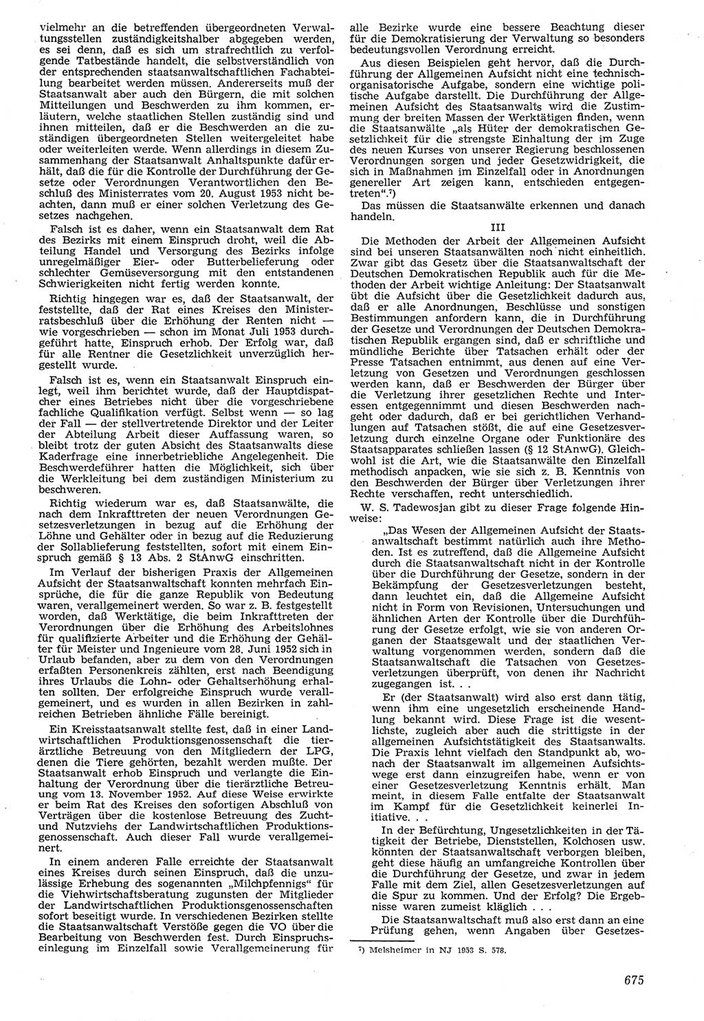 Neue Justiz (NJ), Zeitschrift für Recht und Rechtswissenschaft [Deutsche Demokratische Republik (DDR)], 7. Jahrgang 1953, Seite 675 (NJ DDR 1953, S. 675)