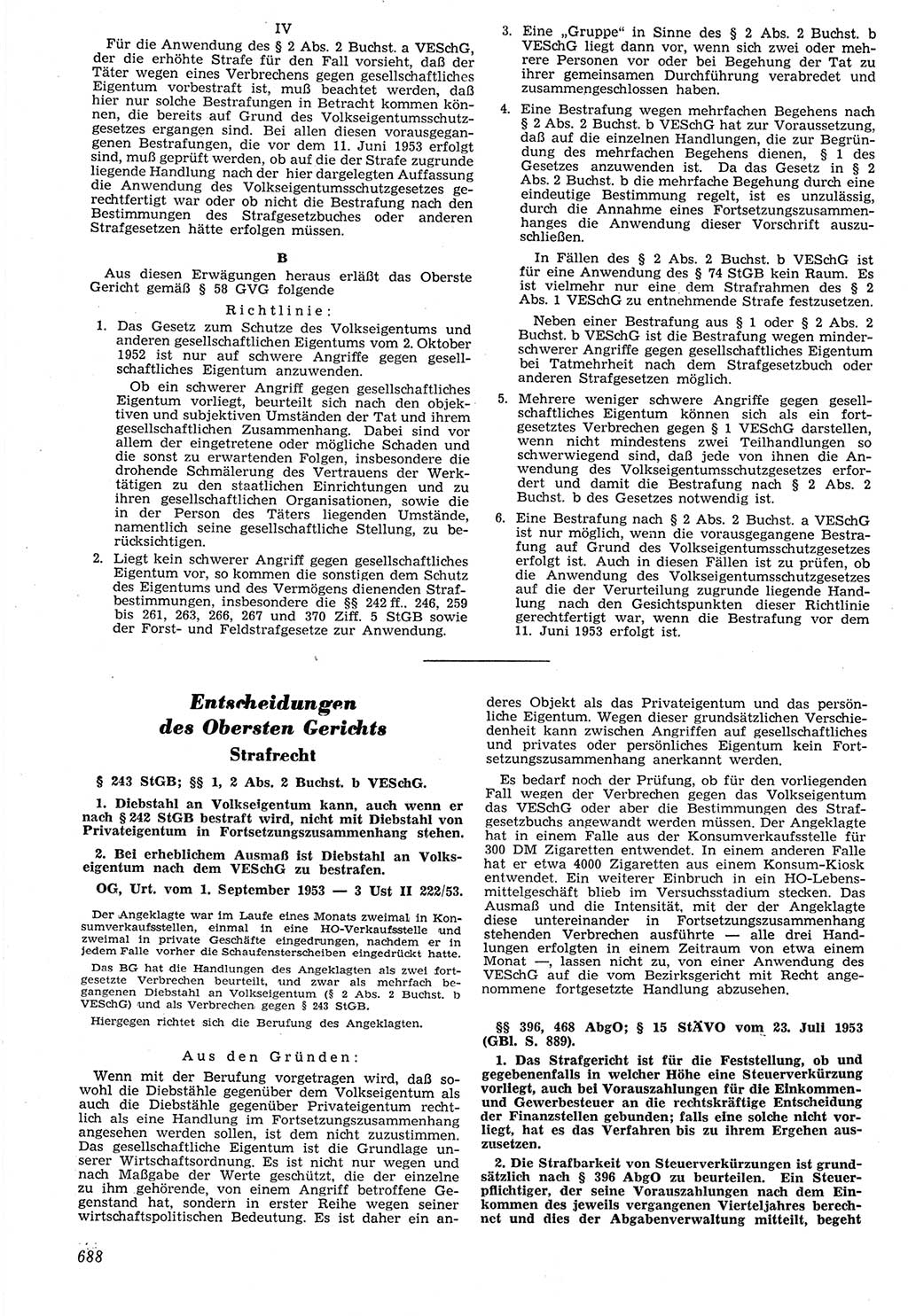 Neue Justiz (NJ), Zeitschrift für Recht und Rechtswissenschaft [Deutsche Demokratische Republik (DDR)], 7. Jahrgang 1953, Seite 688 (NJ DDR 1953, S. 688)