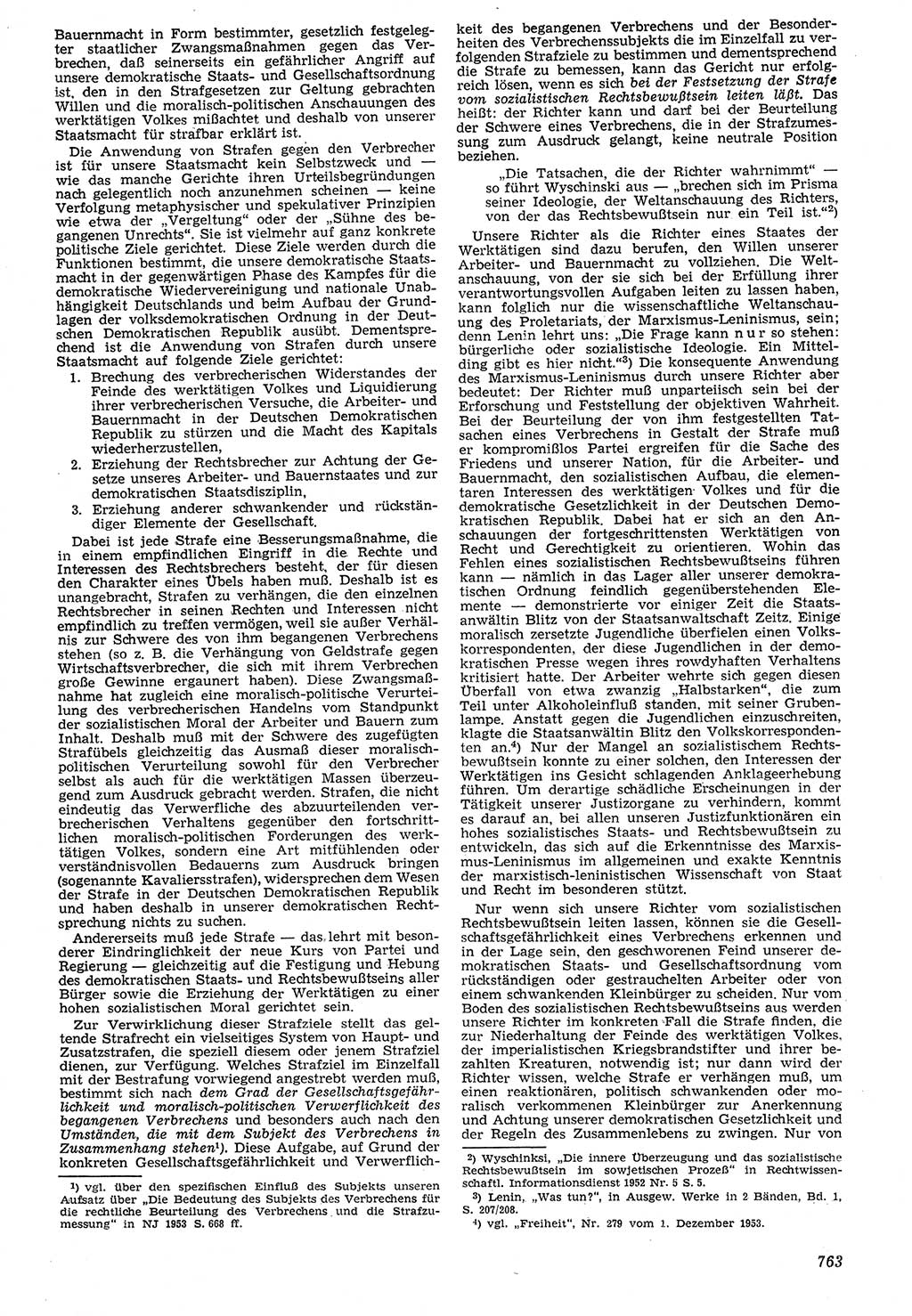 Neue Justiz (NJ), Zeitschrift für Recht und Rechtswissenschaft [Deutsche Demokratische Republik (DDR)], 7. Jahrgang 1953, Seite 763 (NJ DDR 1953, S. 763)