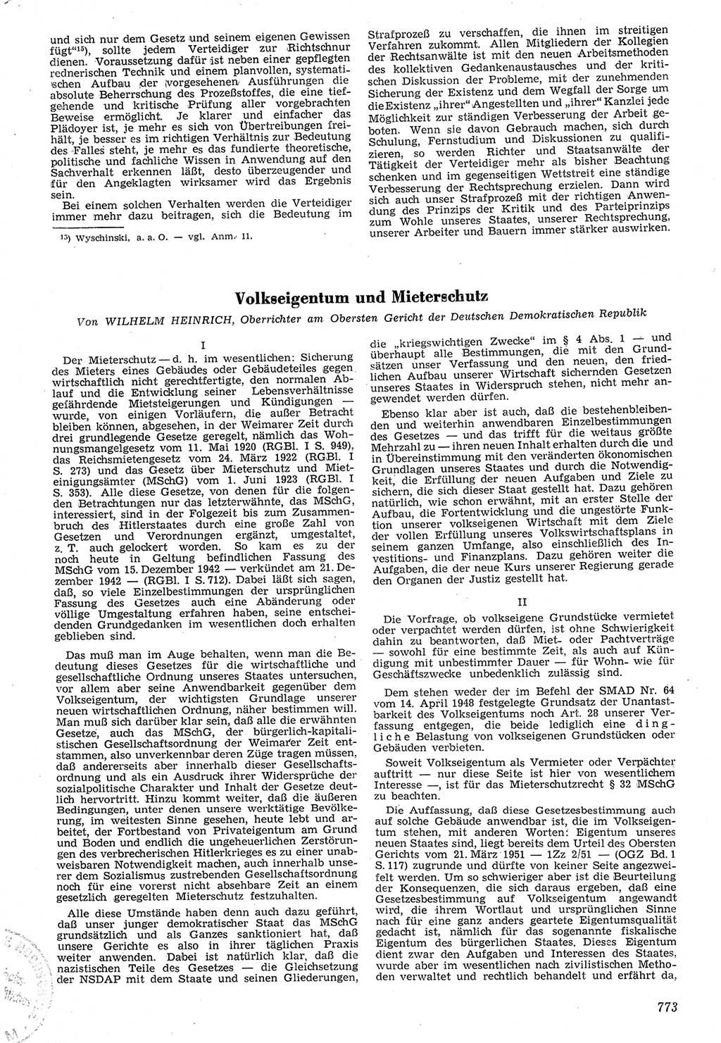 Neue Justiz (NJ), Zeitschrift für Recht und Rechtswissenschaft [Deutsche Demokratische Republik (DDR)], 7. Jahrgang 1953, Seite 773 (NJ DDR 1953, S. 773)