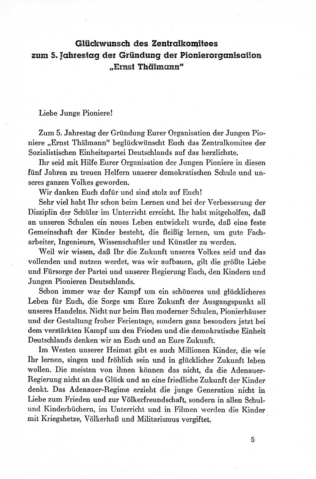 Dokumente der Sozialistischen Einheitspartei Deutschlands (SED) [Deutsche Demokratische Republik (DDR)] 1954-1955, Seite 5 (Dok. SED DDR 1954-1955, S. 5)