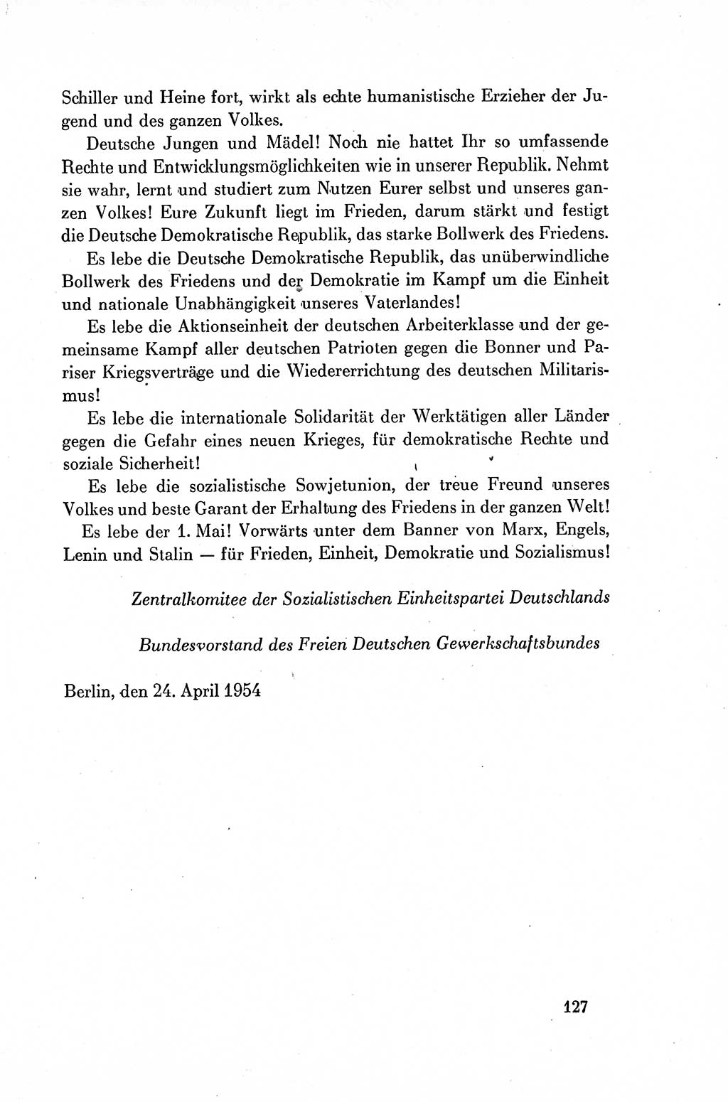 Dokumente der Sozialistischen Einheitspartei Deutschlands (SED) [Deutsche Demokratische Republik (DDR)] 1954-1955, Seite 127 (Dok. SED DDR 1954-1955, S. 127)