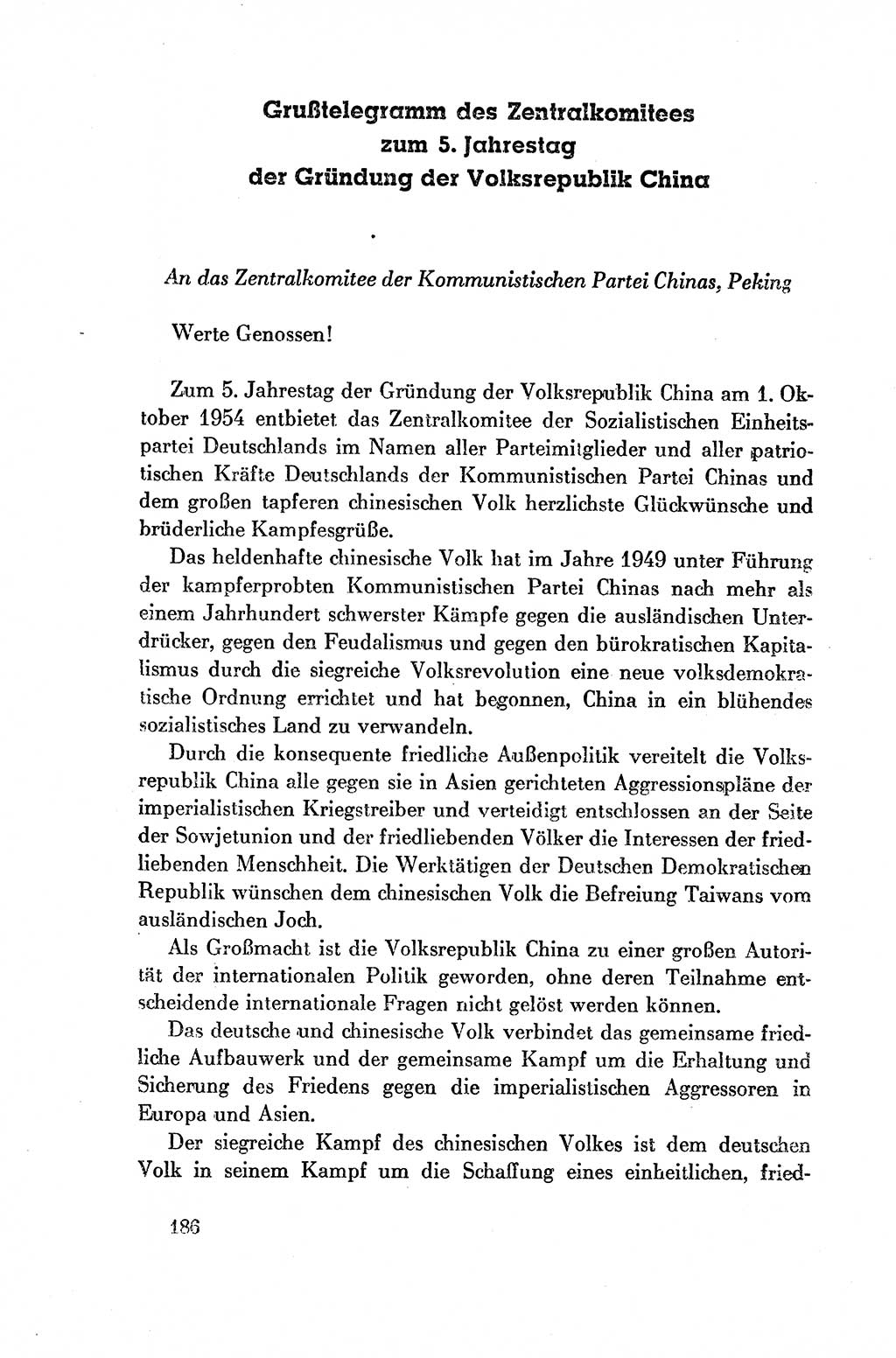 Dokumente der Sozialistischen Einheitspartei Deutschlands (SED) [Deutsche Demokratische Republik (DDR)] 1954-1955, Seite 186 (Dok. SED DDR 1954-1955, S. 186)