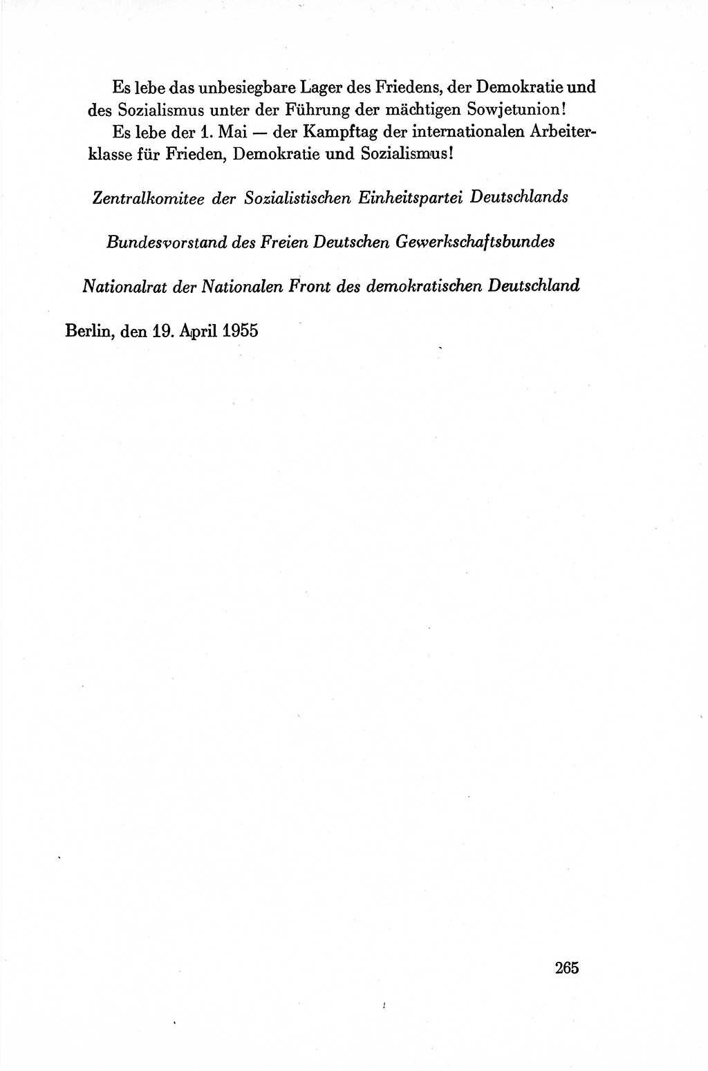 Dokumente der Sozialistischen Einheitspartei Deutschlands (SED) [Deutsche Demokratische Republik (DDR)] 1954-1955, Seite 265 (Dok. SED DDR 1954-1955, S. 265)