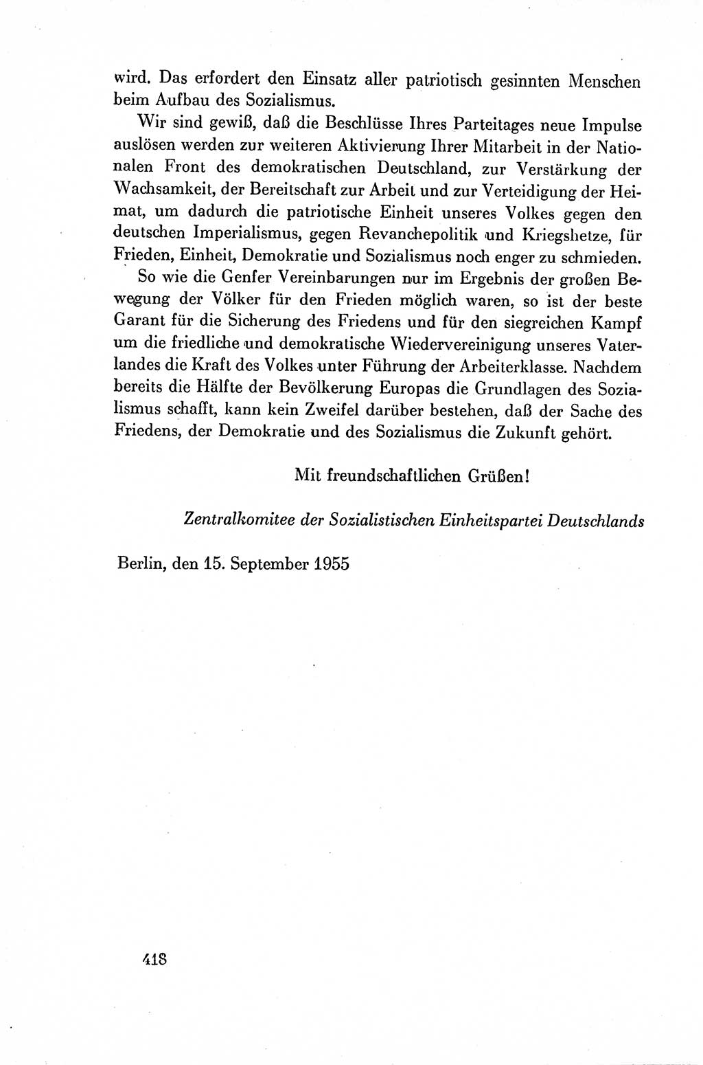 Dokumente der Sozialistischen Einheitspartei Deutschlands (SED) [Deutsche Demokratische Republik (DDR)] 1954-1955, Seite 418 (Dok. SED DDR 1954-1955, S. 418)