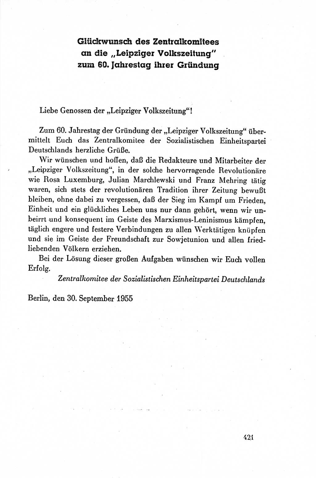 Dokumente der Sozialistischen Einheitspartei Deutschlands (SED) [Deutsche Demokratische Republik (DDR)] 1954-1955, Seite 421 (Dok. SED DDR 1954-1955, S. 421)