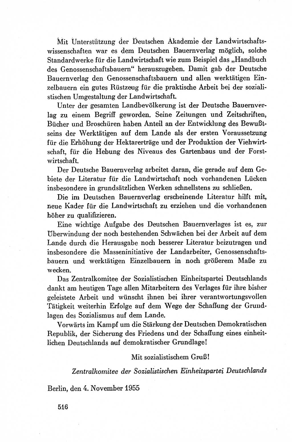 Dokumente der Sozialistischen Einheitspartei Deutschlands (SED) [Deutsche Demokratische Republik (DDR)] 1954-1955, Seite 516 (Dok. SED DDR 1954-1955, S. 516)