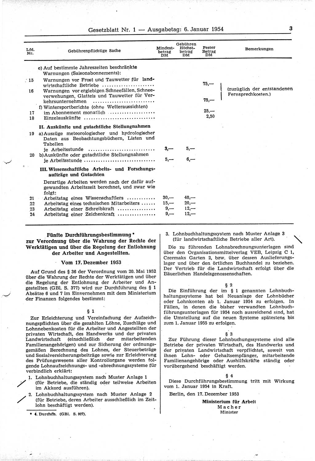Gesetzblatt (GBl.) der Deutschen Demokratischen Republik (DDR) 1954, Seite 3 (GBl. DDR 1954, S. 3)